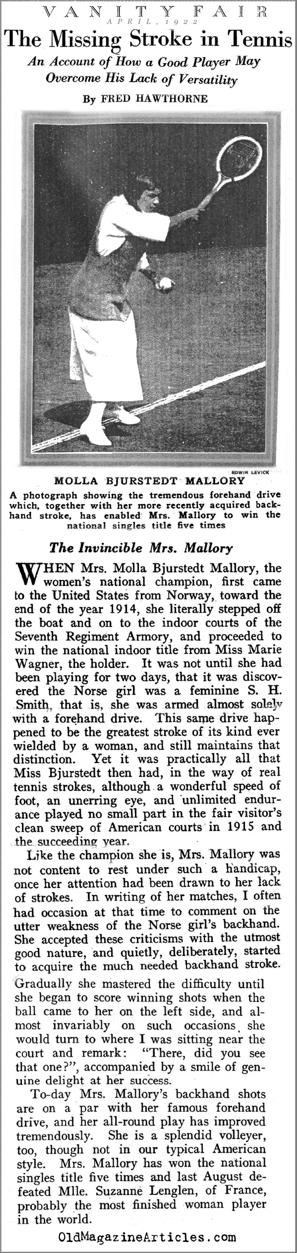 The Invincible Mrs. Mallory (Vanity Fair Magazine, 1922)